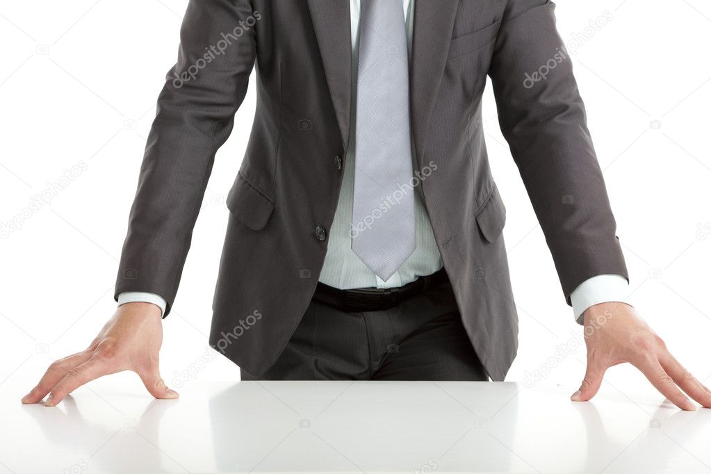 Hand of businessman put on the table