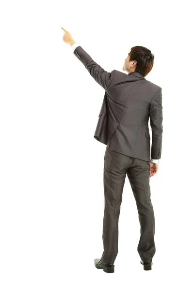 Rear view businessman finger pointing — Stock Photo, Image