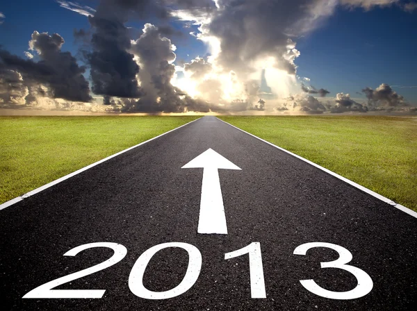 Road to the 2013 new year and sunrise background — Stock Photo, Image