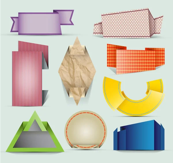 Etiquetas e rótulos de estilo Origami — Vetor de Stock