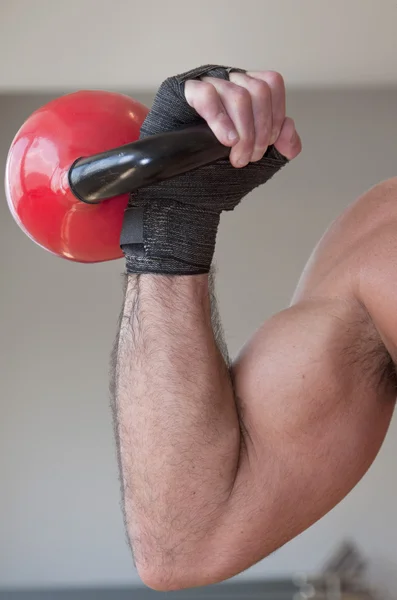 stock image Biceps in action with weight