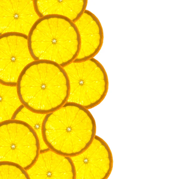 Rand mit Zitrusfrüchten von Orangenscheiben und Kopierraum für Tex — Stockfoto