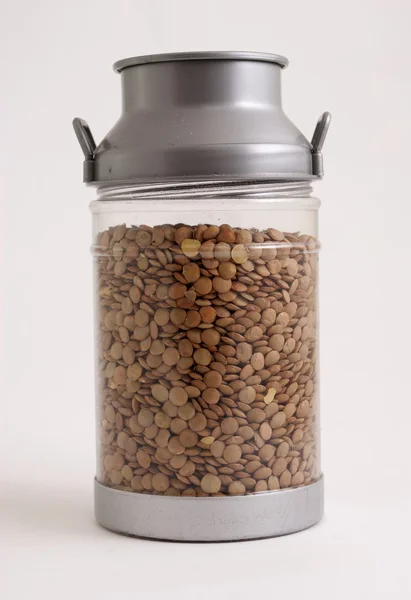 Bottle with lentils — Stock Photo, Image