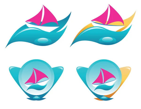 Yacht, bateau icônes ensemble — Image vectorielle