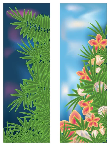 Dos banderas tropicales, ilustración vectorial — Vector de stock