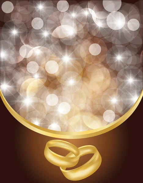 Cartão de casamento com dois anéis dourados, ilustração vetorial —  Vetores de Stock