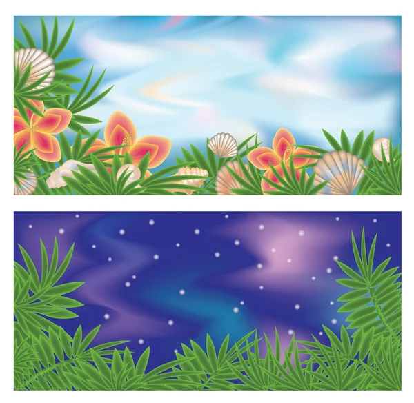 Set bannières tropicales, illustration vectorielle — Image vectorielle