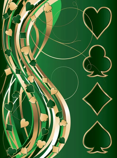 Zelená zlatá poker nápis, vektorové ilustrace — Stockový vektor