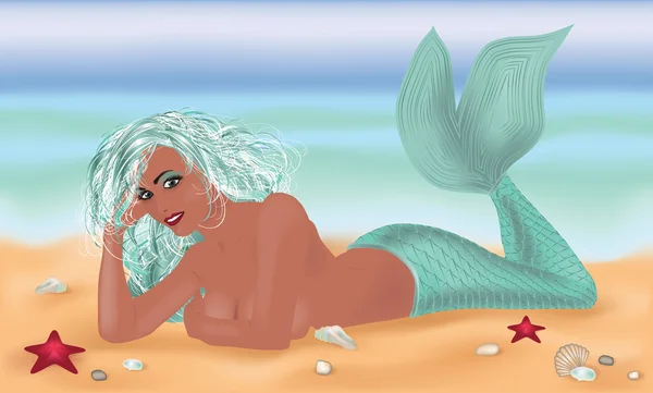 Sexy mermaid, vector illustration — Stock Vector