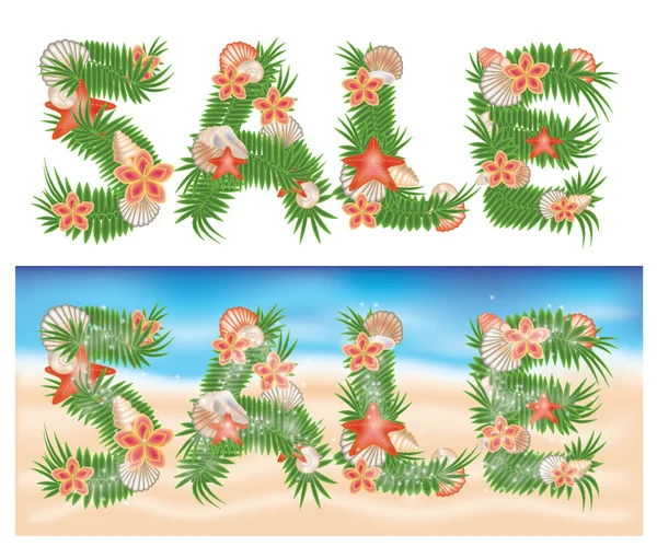 Bandeiras de venda tropical de verão. ilustração vetorial — Vetor de Stock