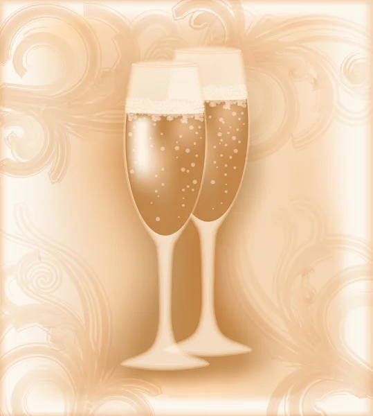 Свадебное шампанское, векторная иллюстрация — стоковый вектор