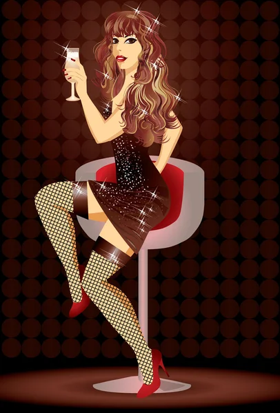 Fête fille avec champagne, illustration vectorielle — Image vectorielle