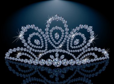 Diamond Diadem feminine wedding , vector illustration clipart