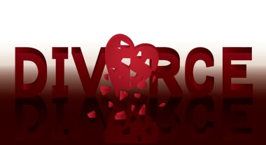Kırmızı kalp, vektör çizim ile boşanma banner