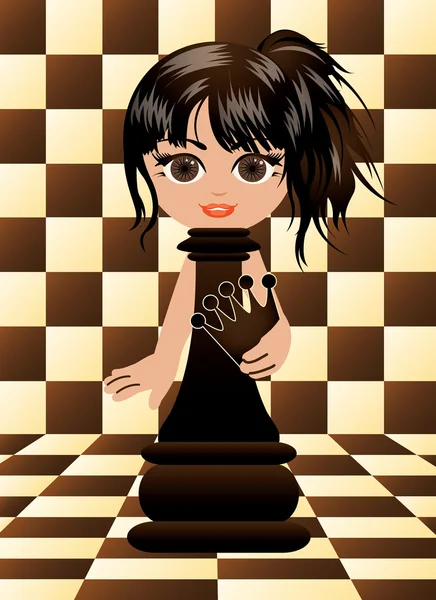 Pequeno peão de xadrez preto, ilustração vetorial — Vetor de Stock