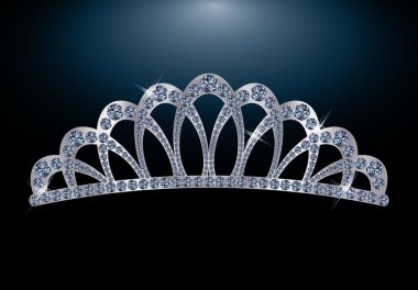 Silver diamond diadem, vector illustration clipart