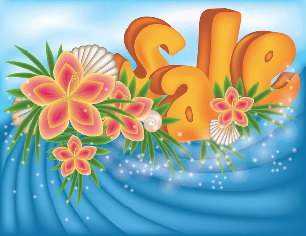 Cartão de venda de verão tropical, ilustração vetorial — Vetor de Stock
