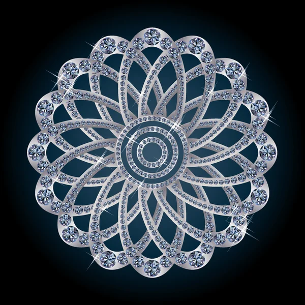 Diamant argent fleur, illustration vectorielle — Image vectorielle