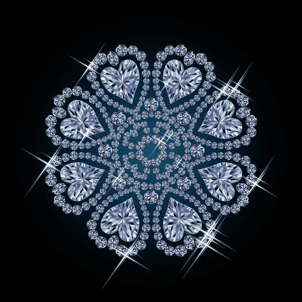 Diamant fleur avec des cœurs, illustration vectorielle — Image vectorielle