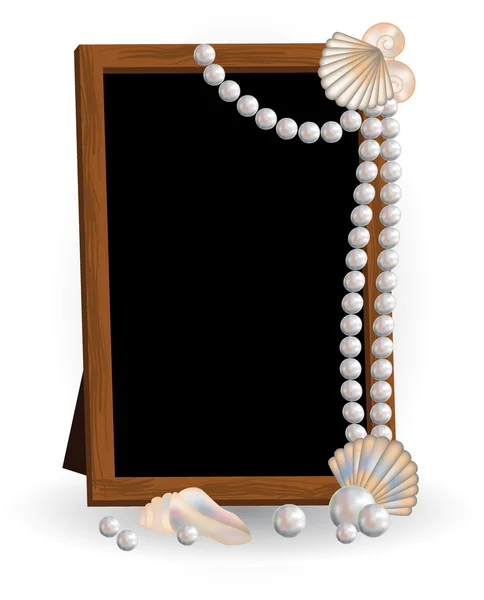 真珠、ベクトル イラスト付きフォト フレーム — ストックベクタ
