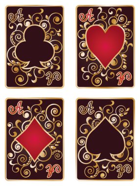 Black Poker Card Symbols, vector illustration clipart