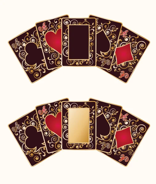 Δύο πανό μαύρο πόκερ κάρτα, εικονογράφηση φορέας — Διανυσματικό Αρχείο