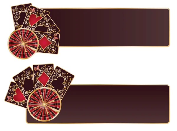 Banderas de la tarjeta del póker negro, ilustración del vector — Archivo Imágenes Vectoriales