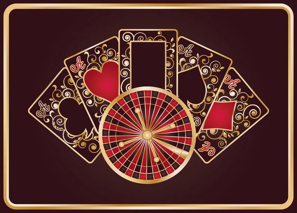 Banner de casino com símbolos de poker elegantes, ilustração vetorial — Vetor de Stock