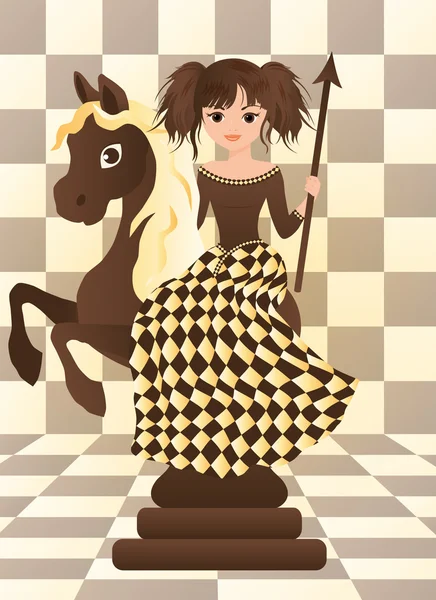 Pequeno cavalo de xadrez preto, ilustração vetorial —  Vetores de Stock