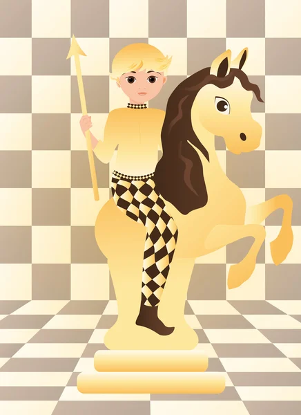 Pequeno cavalo de xadrez branco, ilustração vetorial — Vetor de Stock