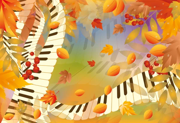 Musical autumn card. vector illustration — Stock Vector