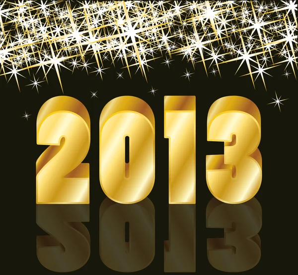 Schöne goldene Neujahrskarte 2013. Vektorillustration — Stockvektor