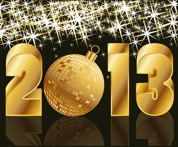 2013 année d'or avec boule de Noël, illustration vectorielle — Image vectorielle