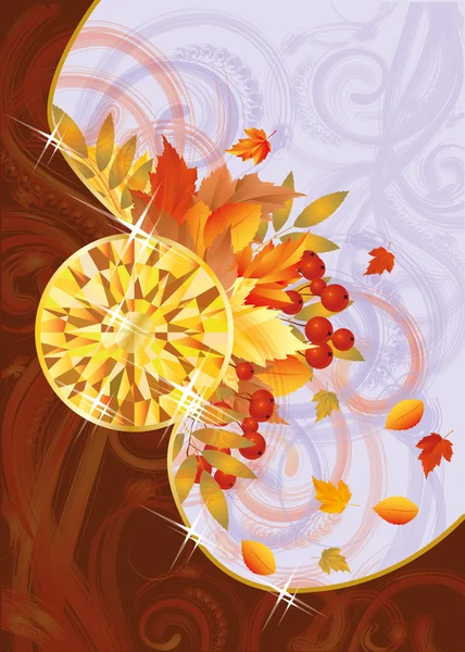 Tarjeta de otoño con topacio, ilustración vectorial — Vector de stock