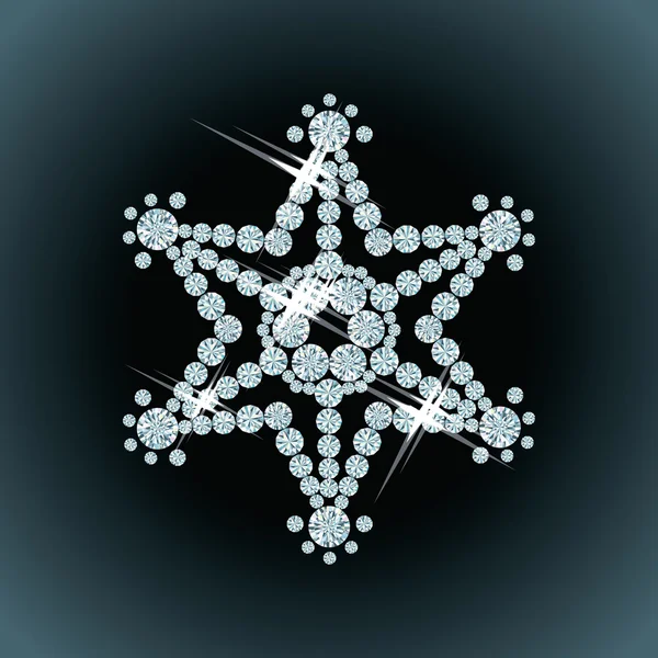 Бриллиантовая снежинка, векторная иллюстрация — стоковый вектор