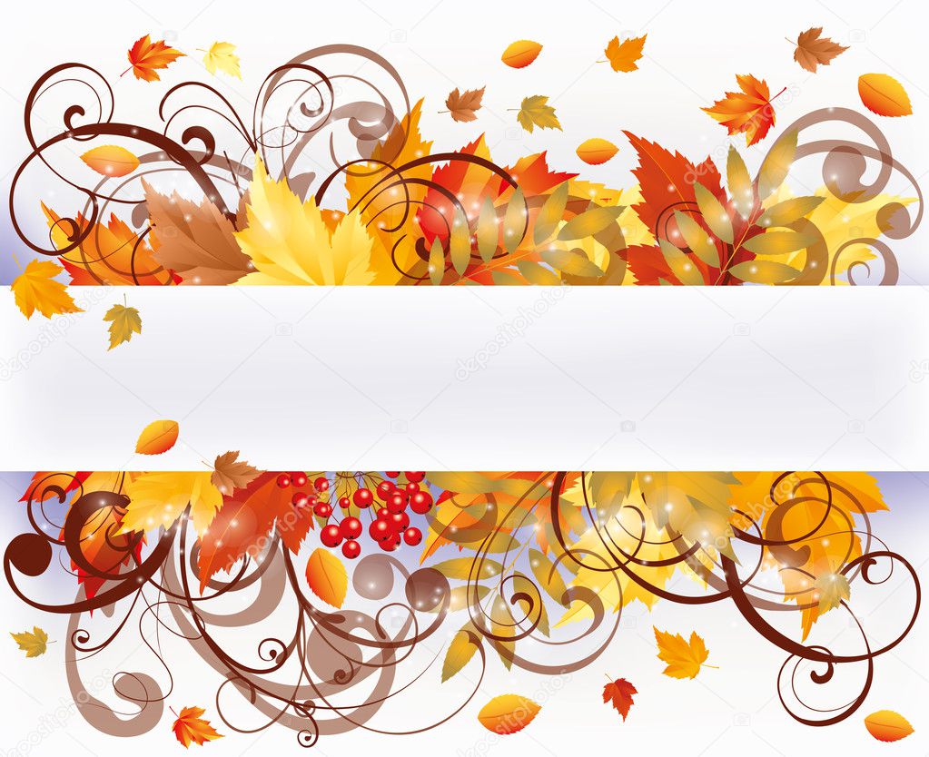 Autumn seasons card, vector illustration