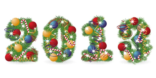 2013 Шрифт дерева з різдвяними прикрасами, вектор — стоковий вектор