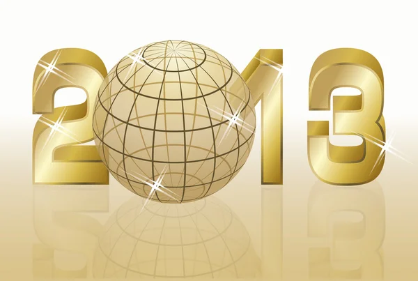 Goldenes neues Jahr 2013 mit Globus. Vektorillustration — Stockvektor