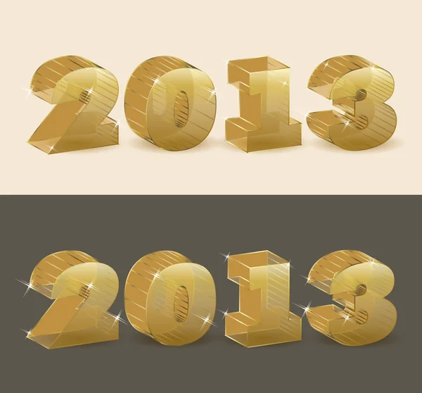 New 2013 year golden transparent. vector illustration — Stock Vector
