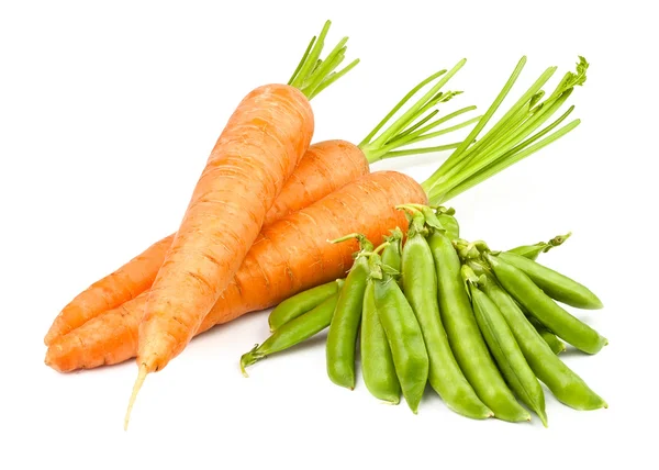 Морква і гороховий стручок — стокове фото