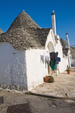 Alberobello 'nun çardağı. Puglia. İtalya..