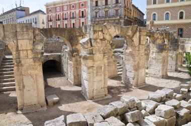 Roma amfi. Lecce. Puglia. İtalya.