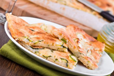 Focaccia with zucchini. clipart