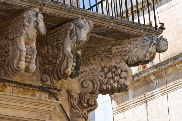 Donadeo - tafuri palác. Lecce. Puglia. Itálie. — Stock fotografie