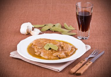 Escalope with marsala wine. clipart