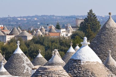 Alberobello 'nun çardağı. Puglia. İtalya..