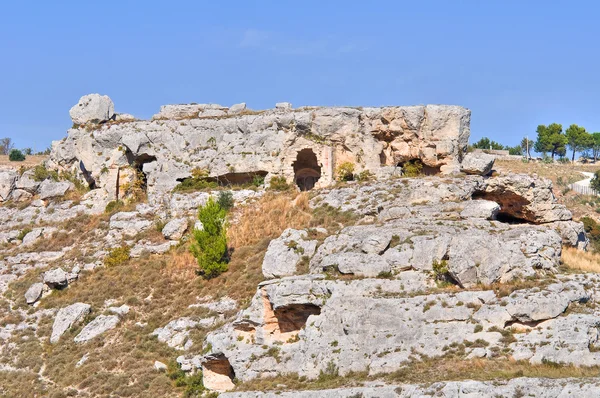 Paleolithische grotten. Matera. Basilicata. Italië. — Stockfoto