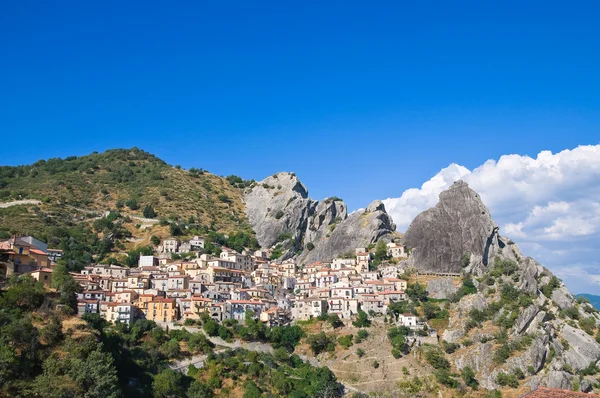 Panoramiczny widok castelmezzano. Basilicata. Włochy. — Zdjęcie stockowe