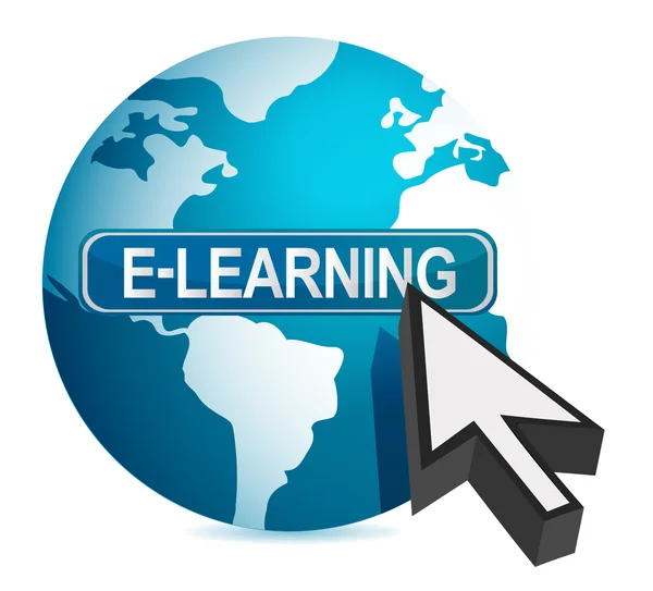 Diseño de ilustración del cursor del concepto de e-learning sobre blanco — Foto de Stock