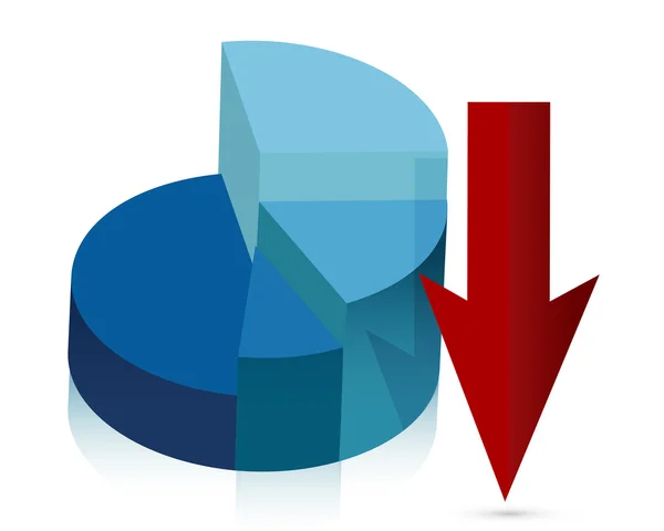 Blauwe cirkeldiagram vallen winsten afbeelding ontwerp — Stockfoto